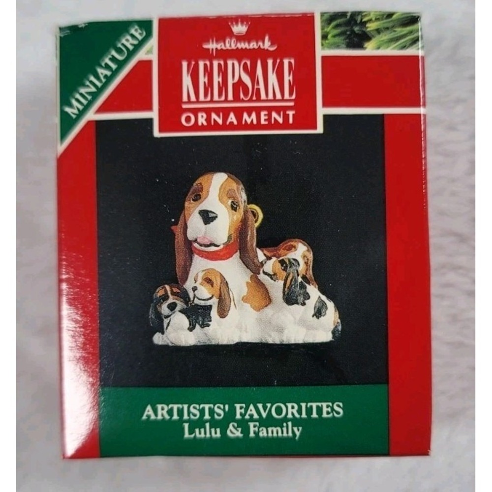 Hallmark 1991 Miniature‎ Ornament Lulu & Family Dog with Puppies